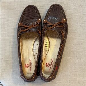 Marc Joseph Dark Brown Textured Leather Driving Moccasins